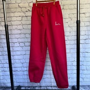 Girls Red Jogger Sweatpants